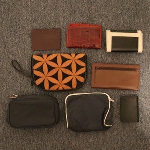 Unbranded 3 Makeup Bags, 3 Wallets, 2 Card Holders